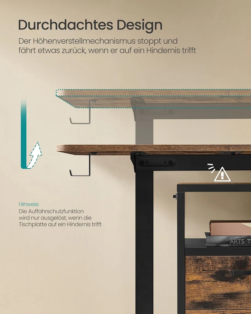 SONGMICS Elektrischer Höhenverstellbarer Schreibtisch – Holz & Stahl, Ergonomisch, Höhenverstellbarh