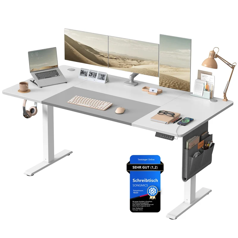 SONGMICS Elektrischer Höhenverstellbarer Schreibtisch – Holz & Stahl, Ergonomisch, Höhenverstellbarh