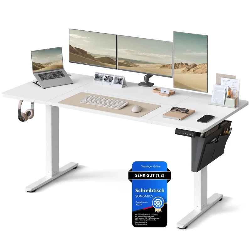 SONGMICS Elektrischer Höhenverstellbarer Schreibtisch – Holz & Stahl, Ergonomisch, Höhenverstellbarh