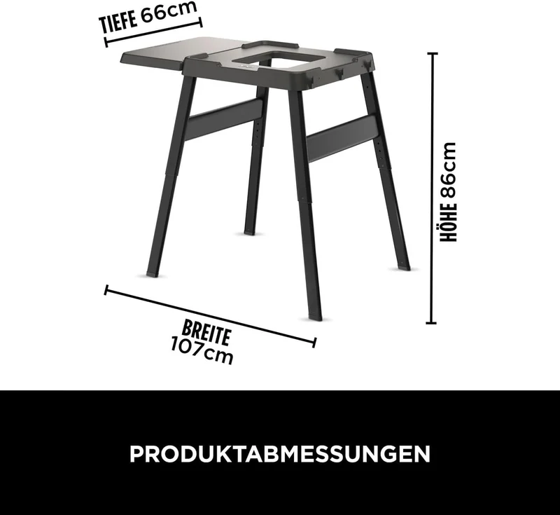Ninja Woodfire Grillständer mit Beistelltisch – Verstellbarer Outdoor-Tisch für Elektrogrill & Pizzaofen, Schwarzh
