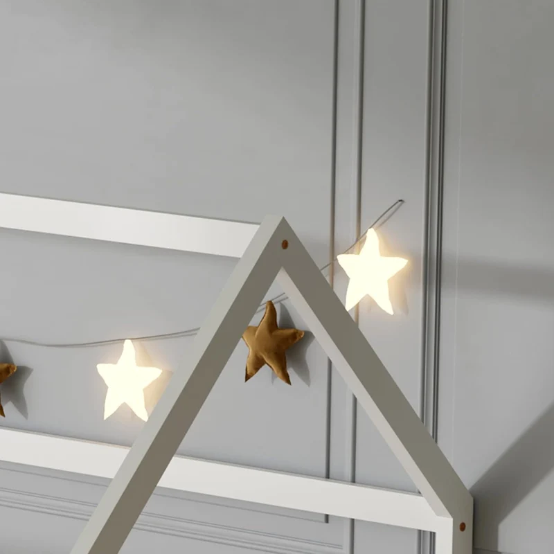 ecomi Montessori Hausbett Kinder aus Kiefernholz mit Rausfallschutz & Lattenrosth