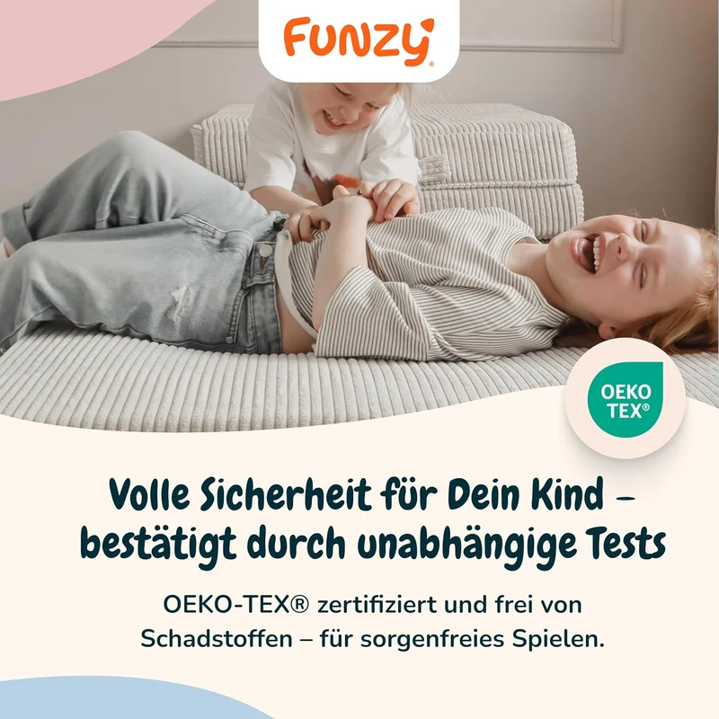 Funzy Hüpfpolster für Kinder 85x65x21 cm, Hüpfmatratze mit Taschenfederkern, Cord-Bezug Waschbar, Schadstofffrei, Motorik-Spielkissen, Cord Koala Grauh
