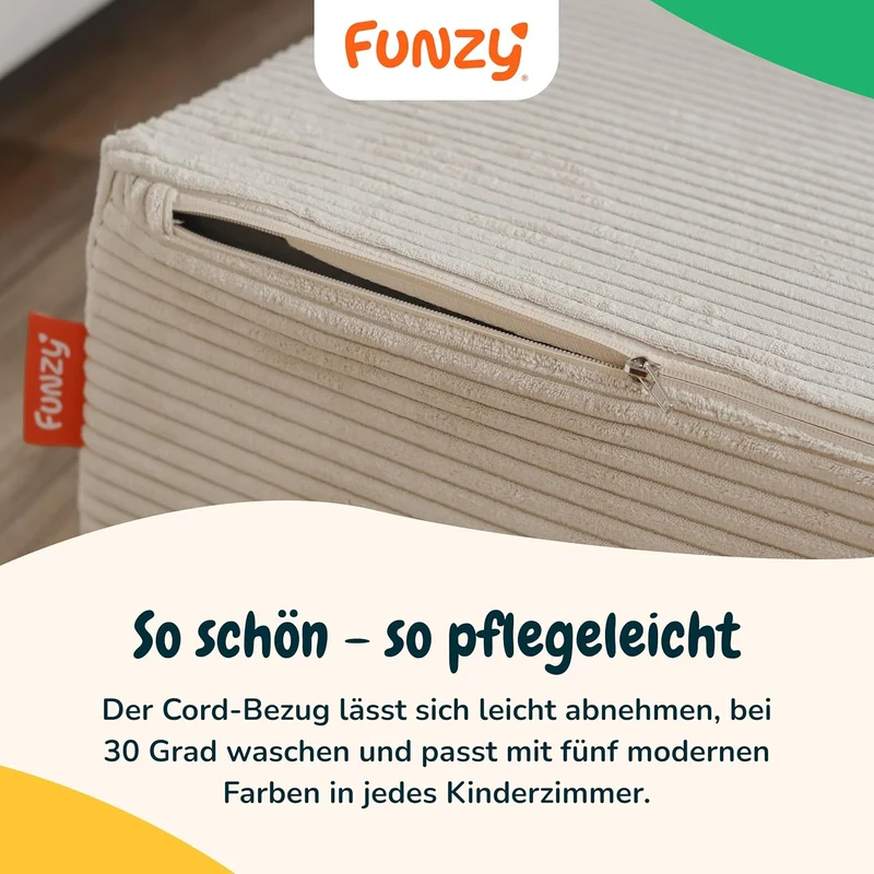 Funzy Hüpfpolster für Kinder 85x65x21 cm, Hüpfmatratze mit Taschenfederkern, Cord-Bezug Waschbar, Schadstofffrei, Motorik-Spielkissen, Cord Koala Grauh