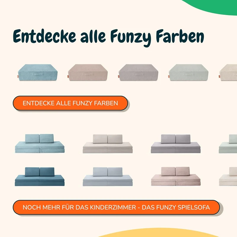 Funzy Hüpfpolster für Kinder 85x65x21 cm, Hüpfmatratze mit Taschenfederkern, Cord-Bezug Waschbar, Schadstofffrei, Motorik-Spielkissen, Cord Koala Grauh