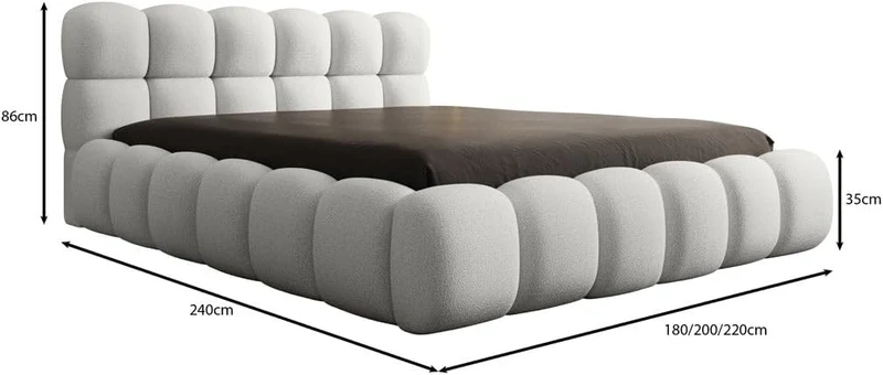 Luxusbetten24 Polsterbett Boston – Designerbett mit Stauraum, Bouclé-Bezug, modernes Bettgestellh