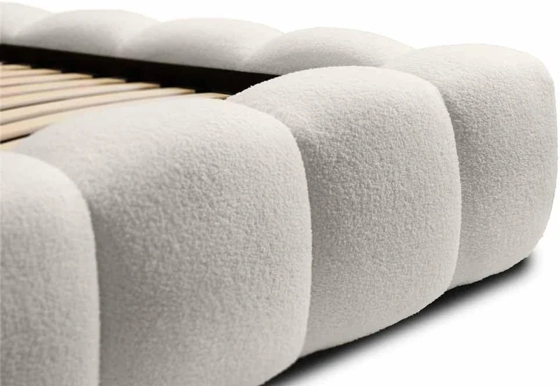 Luxusbetten24 Polsterbett Boston – Designerbett mit Stauraum, Bouclé-Bezug, modernes Bettgestellh