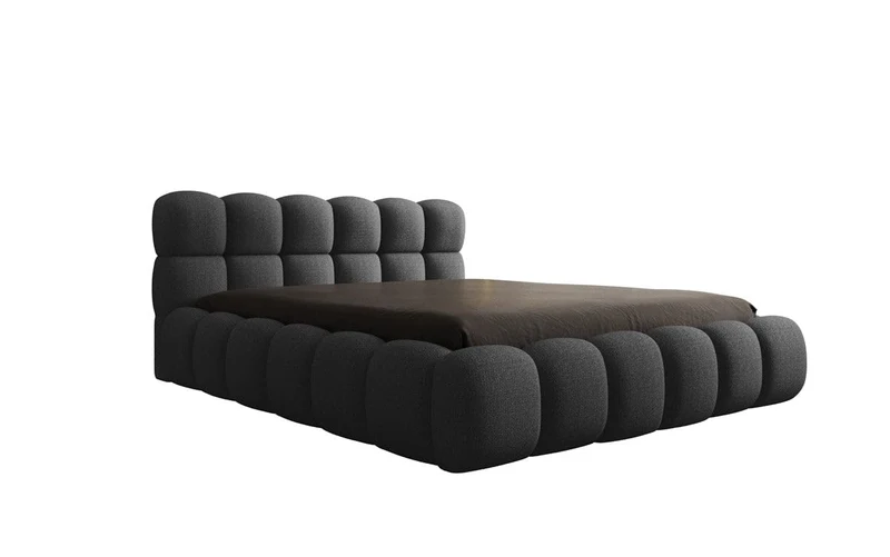 Luxusbetten24 Polsterbett Boston – Designerbett mit Stauraum, Bouclé-Bezug, modernes Bettgestellh