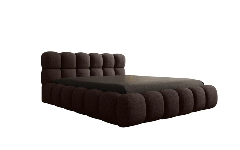 Luxusbetten24 Polsterbett Boston – Designerbett mit Stauraum, Bouclé-Bezug, modernes Bettgestellh