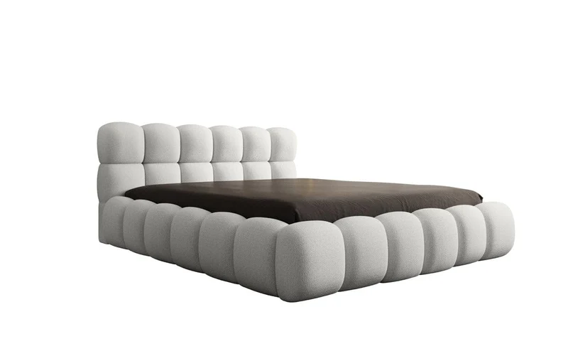 Luxusbetten24 Polsterbett Boston – Designerbett mit Stauraum, Bouclé-Bezug, modernes Bettgestellh