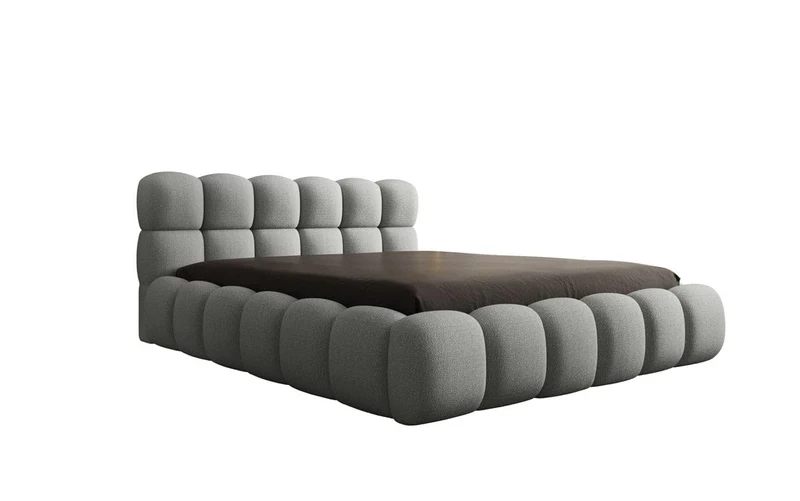 Luxusbetten24 Polsterbett Boston – Designerbett mit Stauraum, Bouclé-Bezug, modernes Bettgestellh