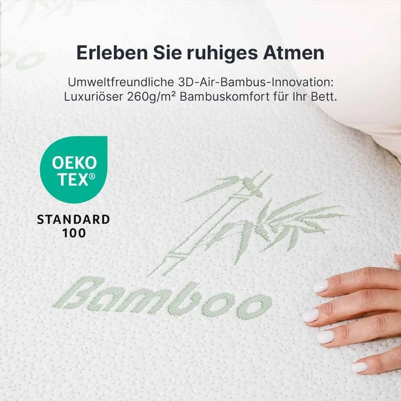 MKS Gel-Topper mit Memory-Schaum – 7 cm Matratzentopper, H2/H3, 3D-Luftstrom, Bambusbezugh