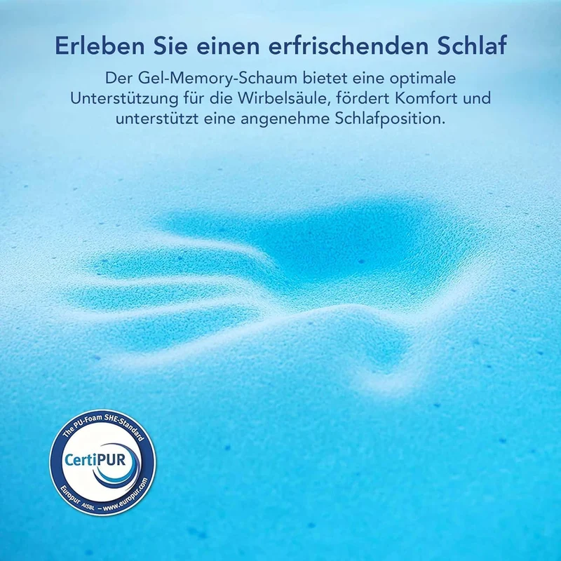 MKS Gel-Topper mit Memory-Schaum – 7 cm Matratzentopper, H2/H3, 3D-Luftstrom, Bambusbezugh