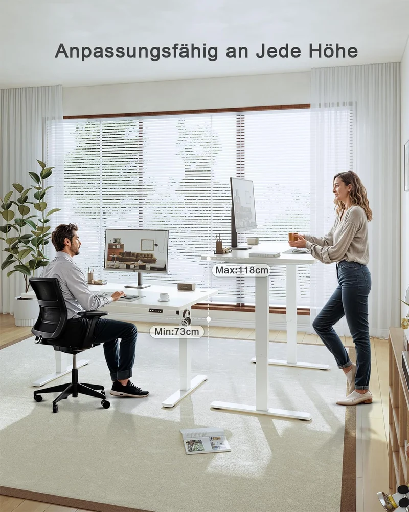 JUMMICO höhenverstellbarer Schreibtisch elektrisch – Steh-Sitz Tisch modernh
