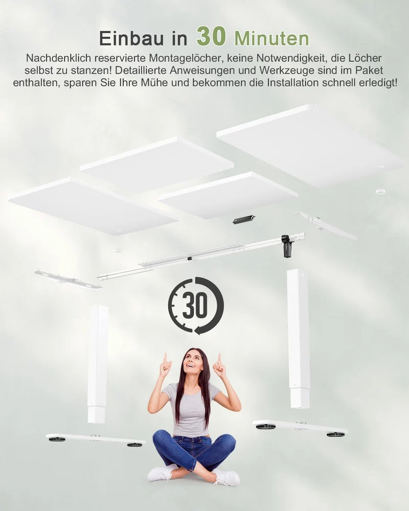 JUMMICO höhenverstellbarer Schreibtisch elektrisch – Steh-Sitz Tisch modernh