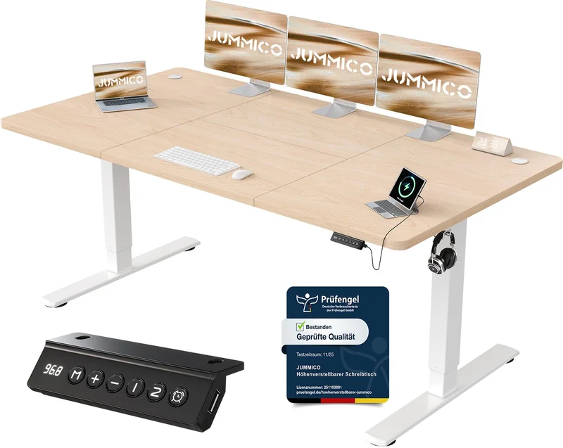 JUMMICO höhenverstellbarer Schreibtisch elektrisch – Steh-Sitz Tisch modernh