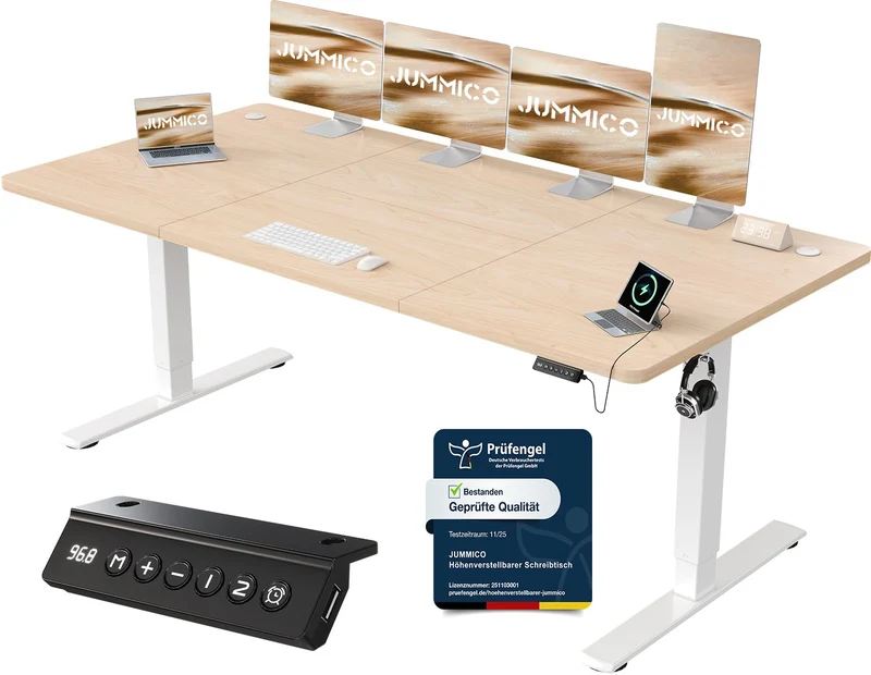 JUMMICO höhenverstellbarer Schreibtisch elektrisch – Steh-Sitz Tisch modernh