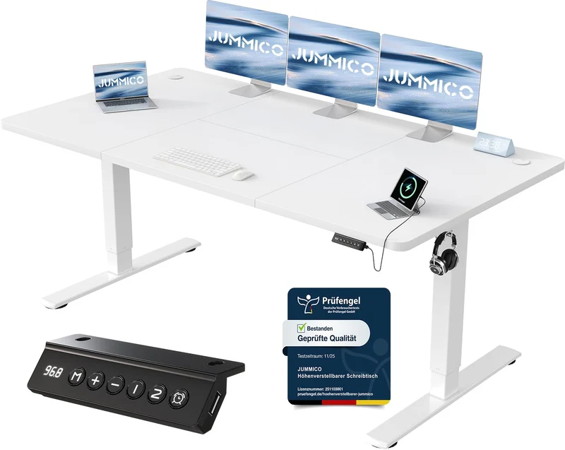 JUMMICO höhenverstellbarer Schreibtisch elektrisch – Steh-Sitz Tisch modernh