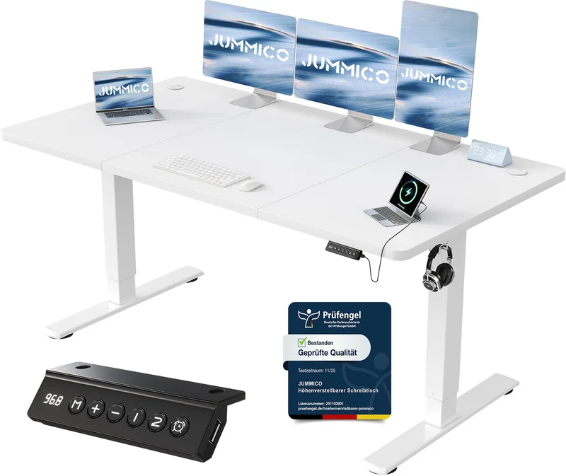 JUMMICO höhenverstellbarer Schreibtisch elektrisch – Steh-Sitz Tisch modernh