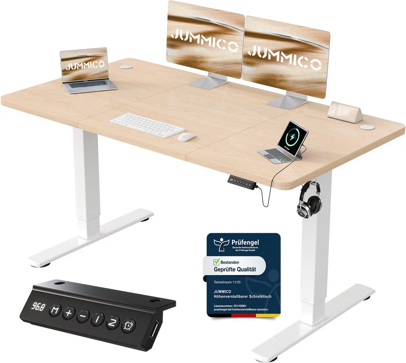 JUMMICO höhenverstellbarer Schreibtisch elektrisch – Steh-Sitz Tisch modernh