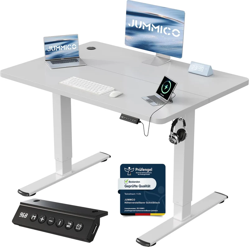 JUMMICO höhenverstellbarer Schreibtisch elektrisch – Steh-Sitz Tisch modernh