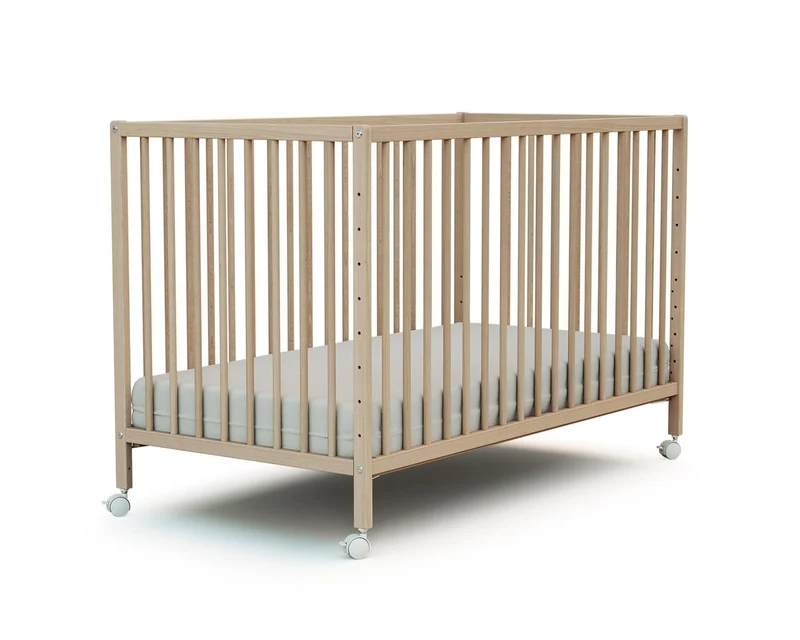 Webaby - Babybett Beistellbett Holz 60x120 cm Buche Natur LIO| Kinderbett Co-Sleeping babybett | Von Geburt an | Höhenverstellbar | Lattenrosth