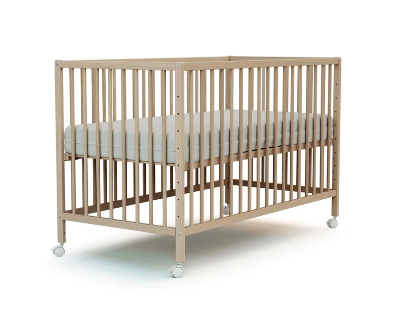 Webaby - Babybett Beistellbett Holz 60x120 cm Buche Natur LIO| Kinderbett Co-Sleeping babybett | Von Geburt an | Höhenverstellbar | Lattenrosth