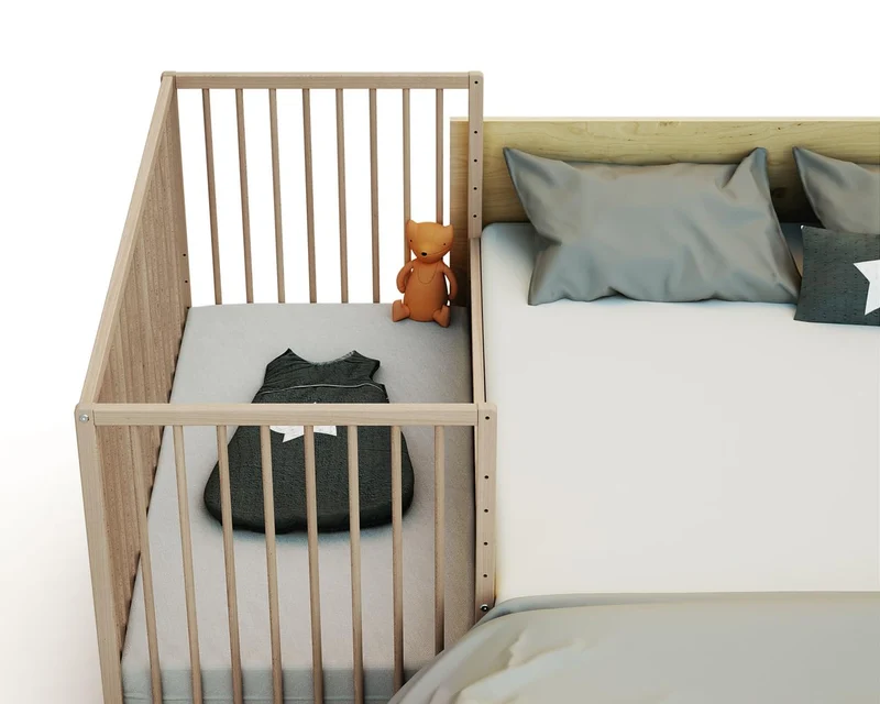 Webaby - Babybett Beistellbett Holz 60x120 cm Buche Natur LIO| Kinderbett Co-Sleeping babybett | Von Geburt an | Höhenverstellbar | Lattenrosth