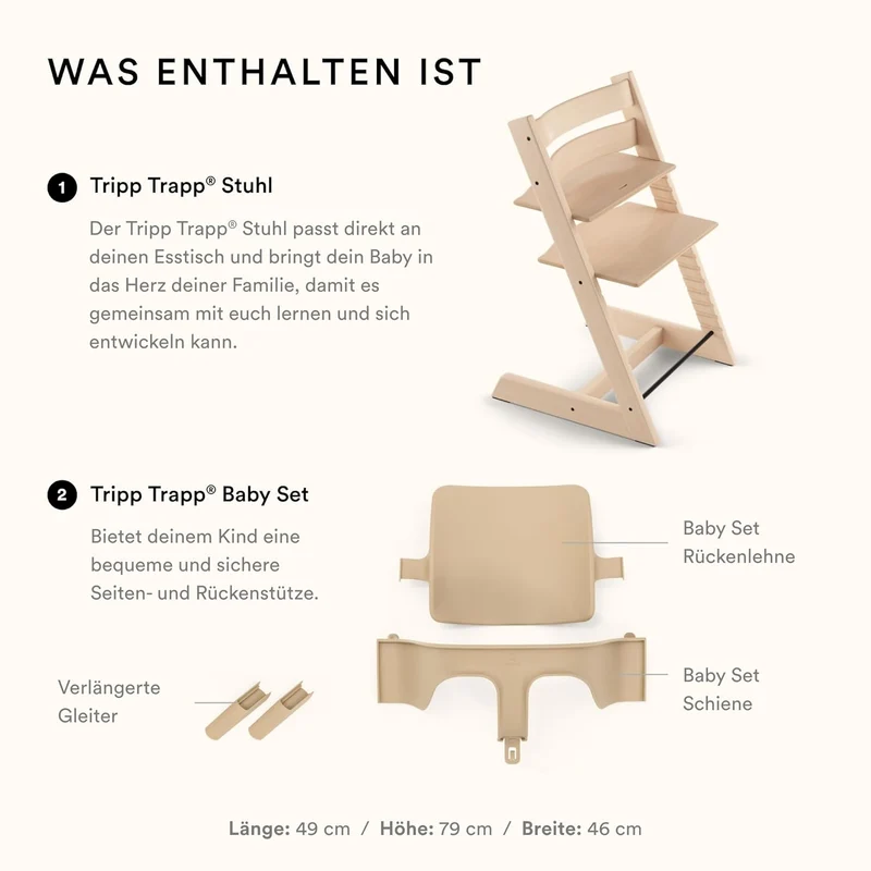 Stokke Tripp Trapp Hochstuhl – Mitwachsend, Verstellbar, Mit Baby Set, weißh
