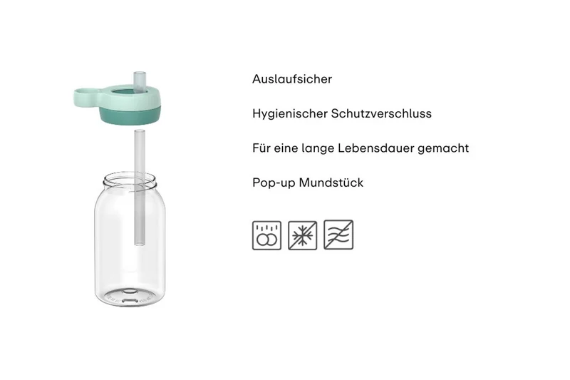 Campus Trinkflasche mit Trinkhalm 450 ml - Unicorn Glow