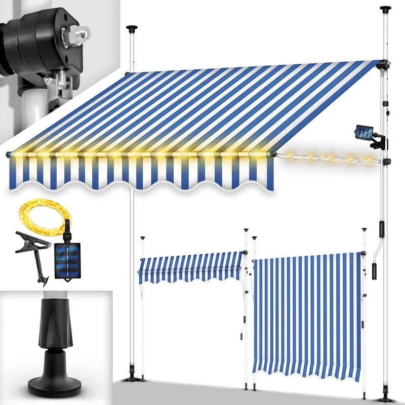 tillvex Balkonmarkise Klemmmarkise – UV50+, Wasserdicht, Höhen- und Winkelverstellbarh