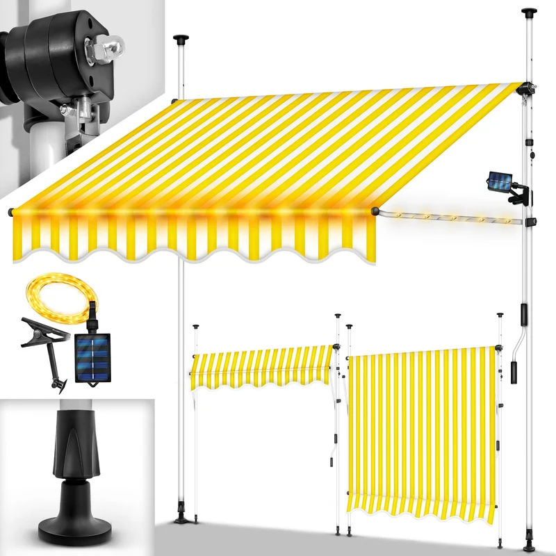 tillvex Balkonmarkise Klemmmarkise – UV50+, Wasserdicht, Höhen- und Winkelverstellbarh