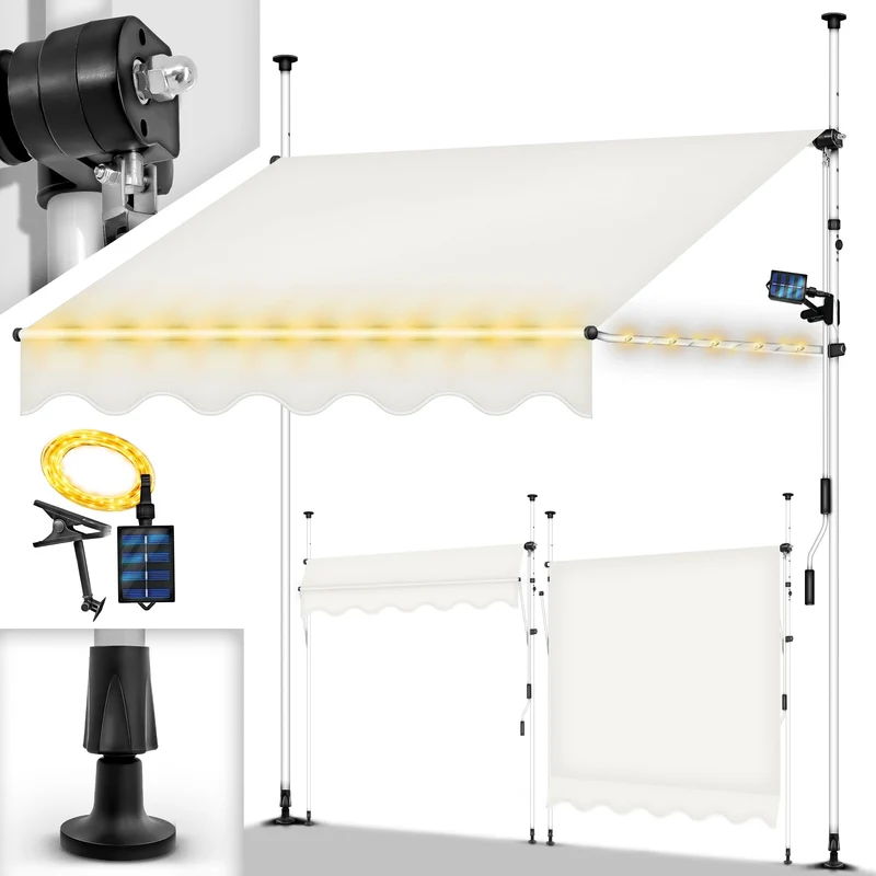 tillvex Balkonmarkise Klemmmarkise – UV50+, Wasserdicht, Höhen- und Winkelverstellbarh