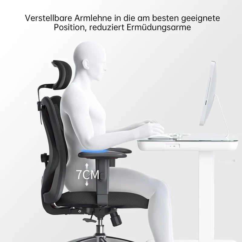 SIHOO Ergonomischer Bürostuhl – Verstellbare Lendenstütze, Kopfstütze, Wippfunktion, Belastbar bis 150 kgh