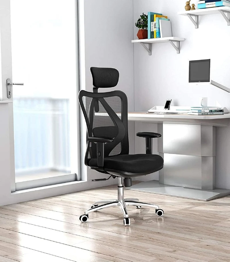 SIHOO Ergonomischer Bürostuhl – Verstellbare Lendenstütze, Kopfstütze, Wippfunktion, Belastbar bis 150 kgh