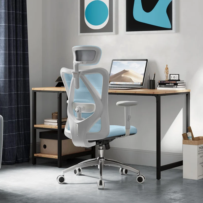 SIHOO Ergonomischer Bürostuhl – Verstellbare Lendenstütze, Kopfstütze, Wippfunktion, Belastbar bis 150 kgh