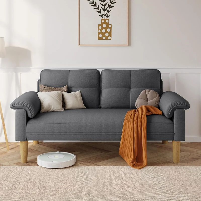 Xbro 2-Sitzer Sofa aus Stoff – Modernes Loveseat, Mit Armlehnen und Seitentascheh