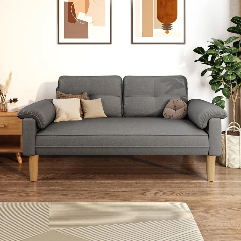 Xbro 2-Sitzer Sofa aus Stoff – Modernes Loveseat, Mit Armlehnen und Seitentascheh