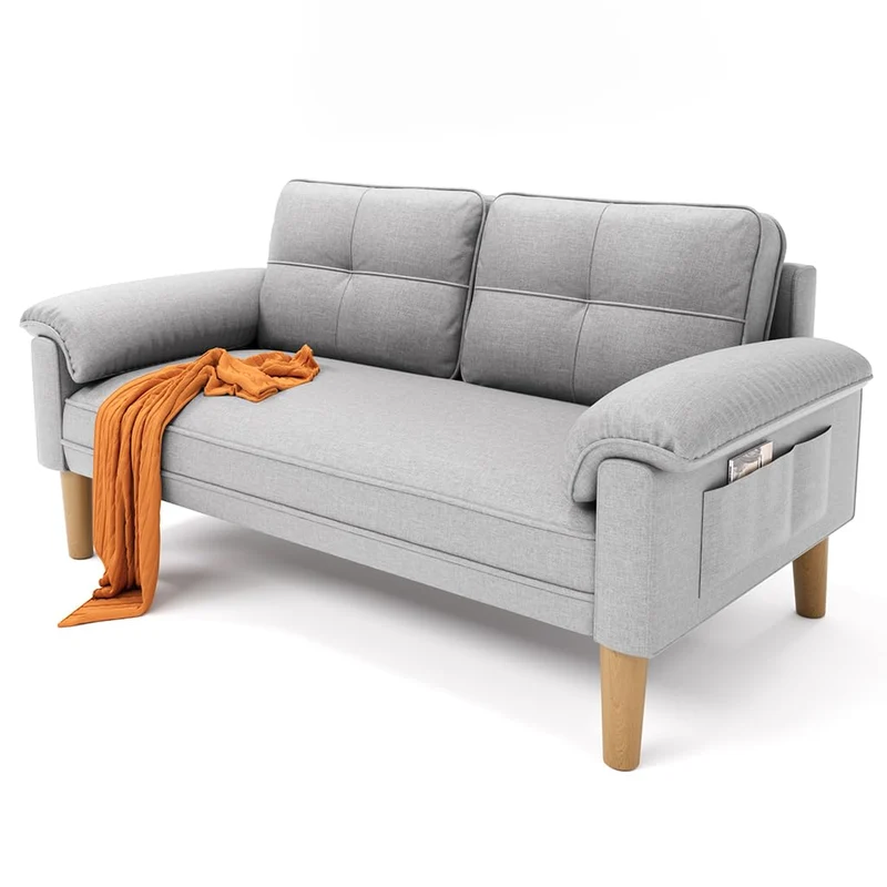 Xbro 2-Sitzer Sofa aus Stoff – Modernes Loveseat, Mit Armlehnen und Seitentascheh