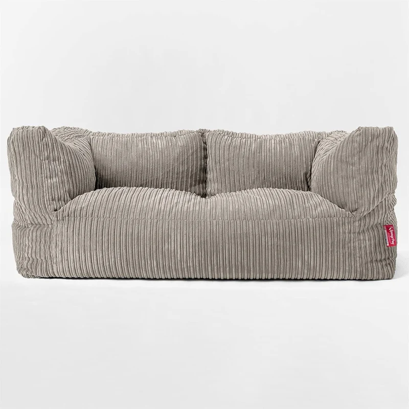 Lounge Pug 2-Sitzer Sitzsacksofa Albert, Cord Nerzfarben, Riesiger Sitzsack mit Rückenlehne, Schlafsofah