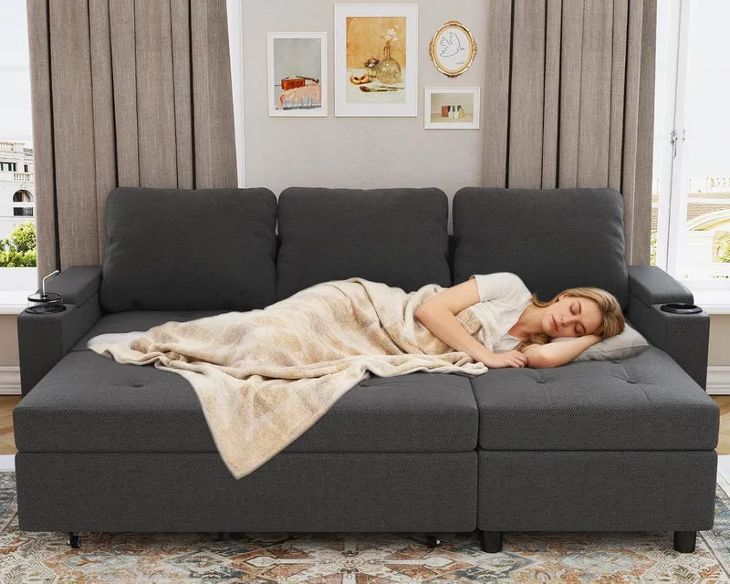 Devoko Ecksofa mit Schlaffunktion – 3-Sitzer, Bettkasten & Schlaffunktionh