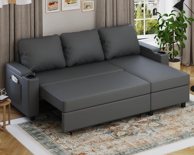Devoko Ecksofa mit Schlaffunktion – 3-Sitzer, Bettkasten & Schlaffunktionh