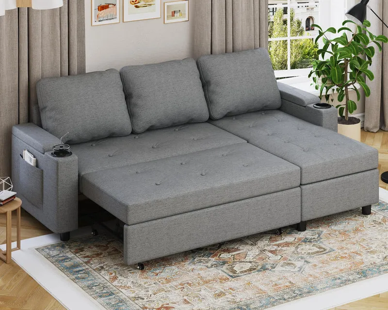 Devoko Ecksofa mit Schlaffunktion – 3-Sitzer, Bettkasten & Schlaffunktionh