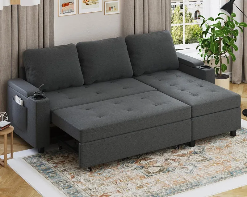 Devoko Ecksofa mit Schlaffunktion – 3-Sitzer, Bettkasten & Schlaffunktionh