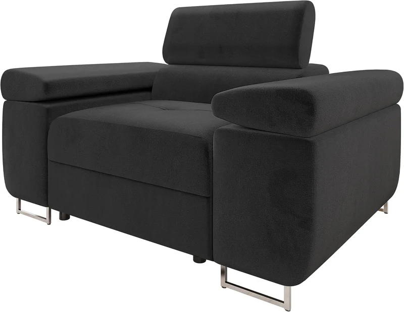 Mirjan24 Sofa Torezio I 1-Sitzer – Polstersofa mit verstellbarer Kopfstütze, Metallfüße, Modernh