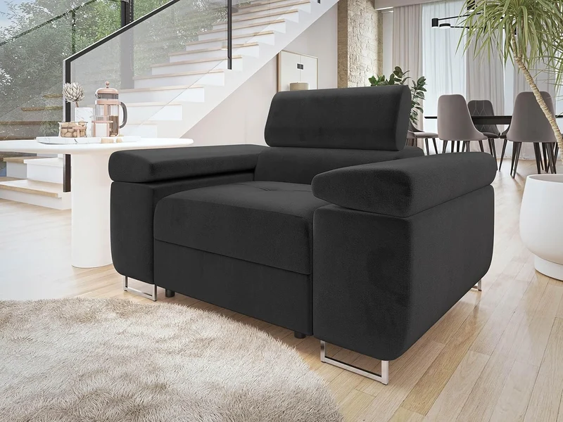 Mirjan24 Sofa Torezio I 1-Sitzer – Polstersofa mit verstellbarer Kopfstütze, Metallfüße, Modernh