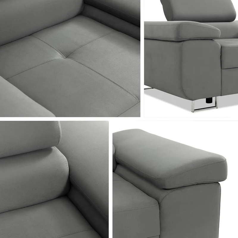 Mirjan24 Sofa Torezio I 1-Sitzer – Polstersofa mit verstellbarer Kopfstütze, Metallfüße, Modernh