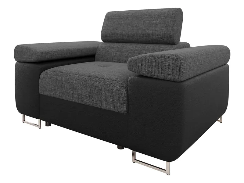 Mirjan24 Sofa Torezio I 1-Sitzer – Polstersofa mit verstellbarer Kopfstütze, Metallfüße, Modernh