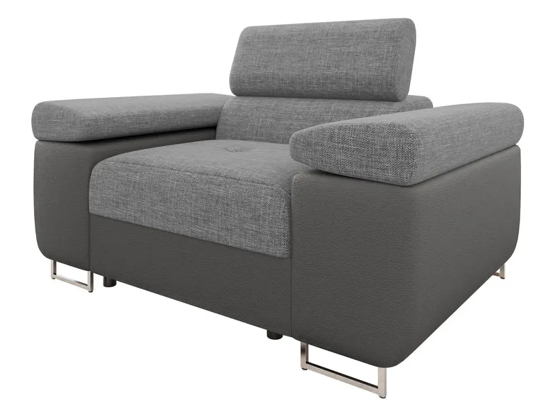 Mirjan24 Sofa Torezio I 1-Sitzer – Polstersofa mit verstellbarer Kopfstütze, Metallfüße, Modernh