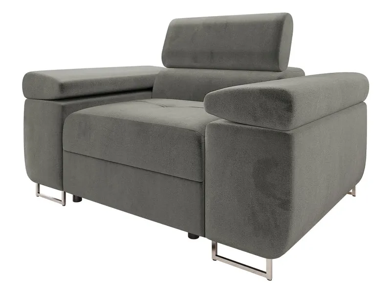 Mirjan24 Sofa Torezio I 1-Sitzer – Polstersofa mit verstellbarer Kopfstütze, Metallfüße, Modernh