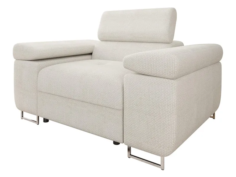 Mirjan24 Sofa Torezio I 1-Sitzer – Polstersofa mit verstellbarer Kopfstütze, Metallfüße, Modernh